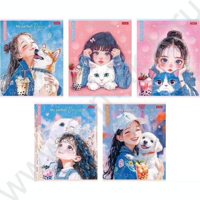 Тетрадь  48л клетка "Bubble tea" /ламинация Soft-touch/ | Фото 1