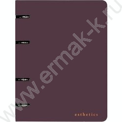 Тетрадь  80л А5 клетка/кольца /гибкая обл. искус. кожа/ "Esthetics" /бургунди NEW | Фото 1