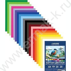 Картон цв. тонированный двусторонний А4 20л/20цв "HOBBY CREATIVE" NEW | Фото 1