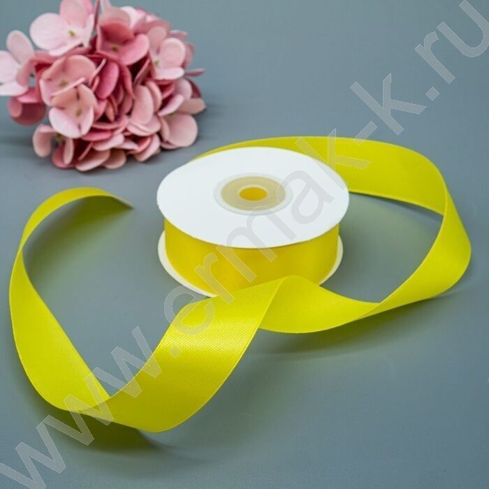 Лента атлас 2,5см*22,85м 25ярд желтая | Фото 2