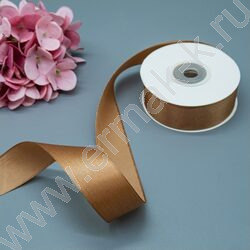 Лента атлас 2,5см*22,85м 25ярд светло-коричневая | Фото 2