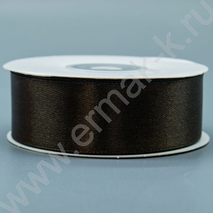 Лента атлас 2,5см*22,85м 25ярд темный шоколад (черная) | Фото 1