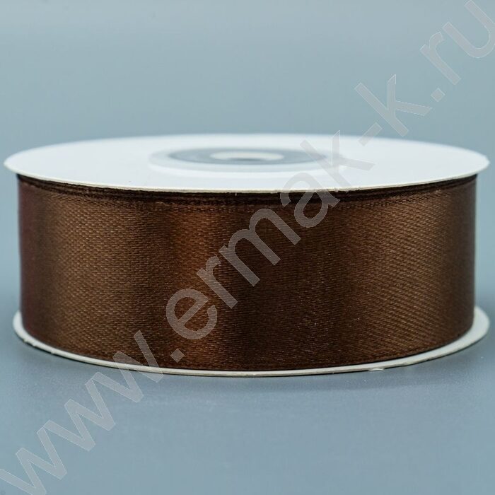 Лента атлас 2,5см*22,85м 25ярд шоколад | Фото 1