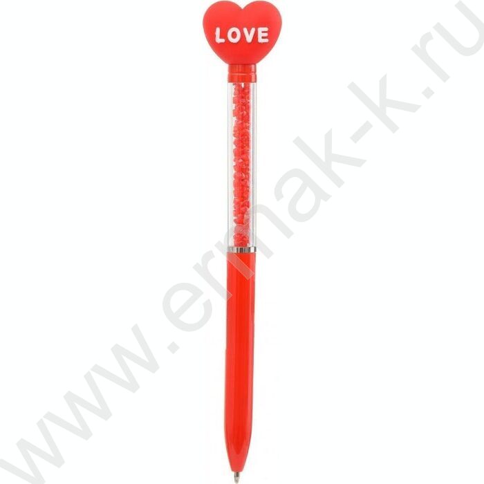 Ручка шар поворот/мех Сердечко LOVE /клип с насадкой, комбинированный корпус-нижняя часть корпус | Фото 1