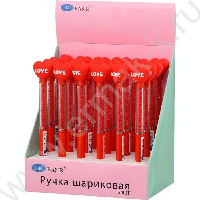 Ручка шар поворот/мех Сердечко LOVE /клип с насадкой, комбинированный корпус-нижняя часть корпус | Фото 3