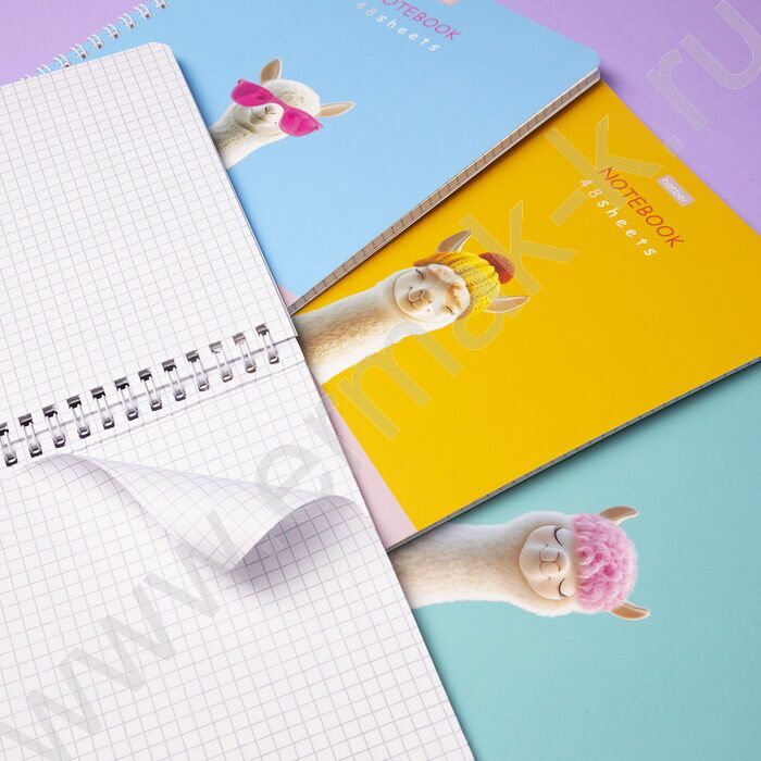 Тетрадь  48л клетка/спираль "ALPACA" /ламинац.SOFT-TOUCH / 4вида | Фото 7