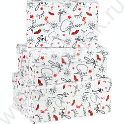 Коробка подарочная 3в1 прямоугольник Girl power 23х16х9,5-19х12х6,5см NEW | Фото 1