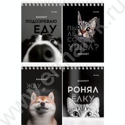 Блокнот  40л А6 спираль "Смешные питомцы" ассорти NEW | Фото 1