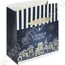 Подарочный пакет-коробка с мат. лам.15*11*9см "Новогодняя ночь" NEW | Фото 2