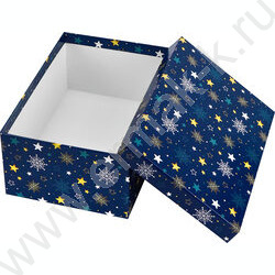 Коробка подарочная 3в1 прямоугольник Снежинки и звездочки 23х16х9,5-19х12х6,5 NEW | Фото 2