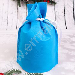 Мешочек д/подарков  24*18*9см Новогоднее настроение, голубой NEW | Фото 3