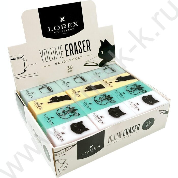 Ластик прямоугольный "VOLUME ERASER NAUGHTY CAT", ПВХ 35*21*10мм /ассорти | Фото 4