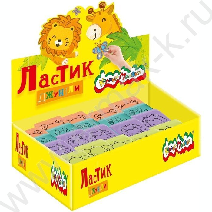 Ластик прямоугольный "Джунгли", термопласт. резина 28*18*9мм /ассорти | Фото 2