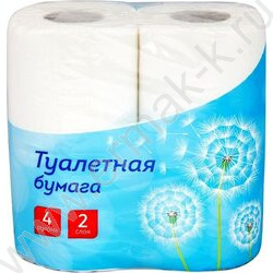 Бумага туалетная 2-сл 4рул./уп белая /перфорация, тиснение NEW | Фото 1