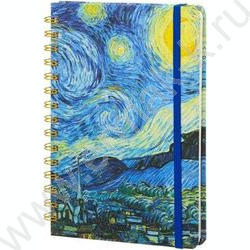 Ежедневник-блокнот н/дат 21*14,5 80л Живопись /спираль,цв.тв.обл.,на резинке,блок-клетка NEW | Фото 2