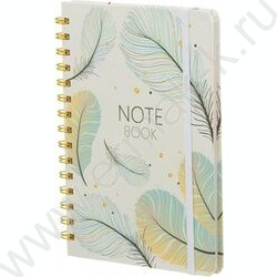 Ежедневник-блокнот н/дат 21*14,5 80л Листья /спираль,цв.тв.обл.,на резинке,блок-клетка NEW | Фото 2