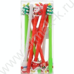 Ручка шар Детская синяя Новогодние/съёмный прорезиненный наконечник ассорти,цв.корпус/ | Фото 3