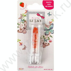 Помада для губ с блёстками,с ароматом клубники,цвет коралловый NEW | Фото 2