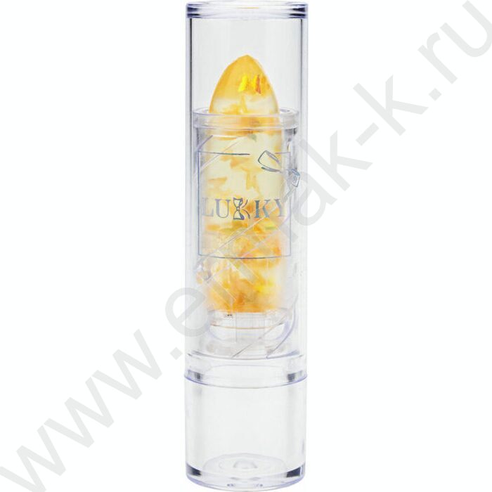 Помада-бальзам для губ Конфетти,прозрачная с оранж.блестками с ароматом персика | Фото 1