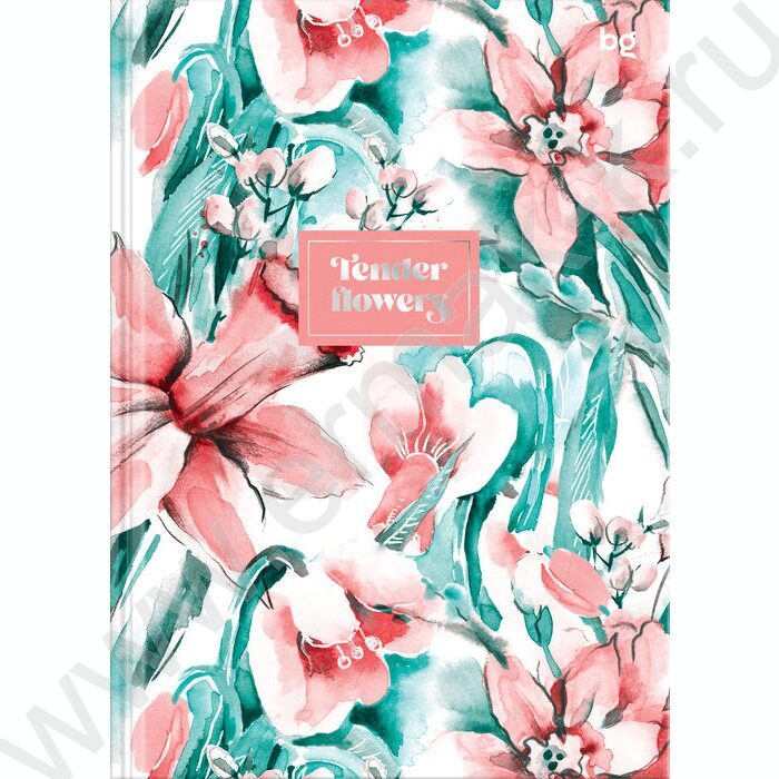 Бизнес-блокнот 120л А5 "Tender flowers" /матовая ламинация, тиснение фольгой/ | Фото 1