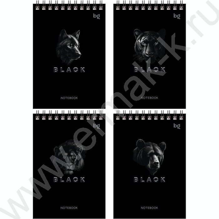 Блокнот  60л А6 спираль "Just black" ассорти | Фото 1