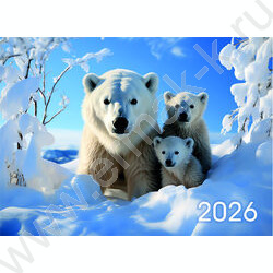Календарь квартальный на 3-х гребнях/3месяца/ 2026г "Белые медведи" NEW | Фото 2