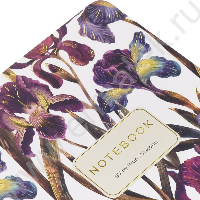 Тетрадь  60л клетка/спираль "Flora.Ирисы" 70 г/м2 бежевая бумага,мат.лам.Soft Touch, фоль | Фото 3