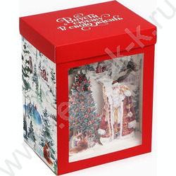 Коробка складная с 3D эффектом 18*23*14см Новогодняя акварель NEW | Фото 1
