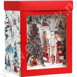 Коробка складная с 3D эффектом 18*23*14см Новогодняя акварель NEW | Фото 2