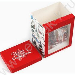 Коробка складная с 3D эффектом 18*23*14см Новогодняя акварель NEW | Фото 4