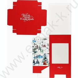 Коробка складная с 3D эффектом 18*23*14см Новогодняя акварель NEW | Фото 6
