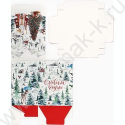 Коробка складная с 3D эффектом 18*23*14см Новогодняя акварель NEW | Фото 7