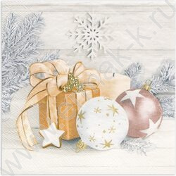 Салфетки 33*33 Праздничный натюрморт,золото 3 слоя/20шт NEW | Фото 1