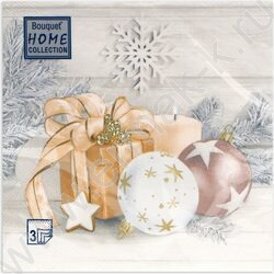 Салфетки 33*33 Праздничный натюрморт,золото 3 слоя/20шт NEW | Фото 2