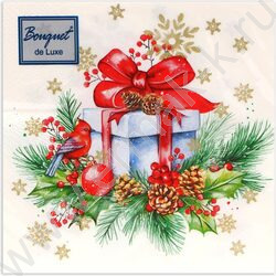 Салфетки 24*24 Подарок на Новый год 3 слоя/25шт NEW | Фото 1