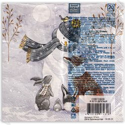 Салфетки 33*33 Снеговик и его друзья 3 слоя/20шт NEW | Фото 2