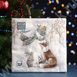 Салфетки 33*33 Снеговик и его друзья 3 слоя/20шт NEW | Фото 3