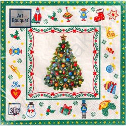 Салфетки 33*33 Новогодняя сказка на белом 3 слоя/20шт NEW | Фото 1