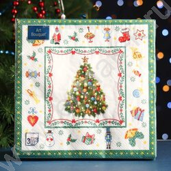 Салфетки 33*33 Новогодняя сказка на белом 3 слоя/20шт NEW | Фото 3