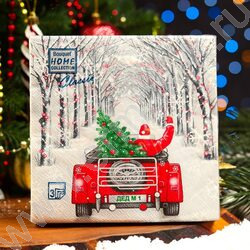 Салфетки 33*33 Дед Мороз в пути 3 слоя/20шт NEW | Фото 3