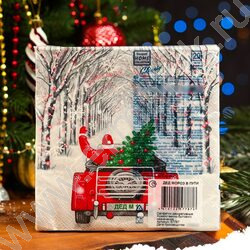 Салфетки 33*33 Дед Мороз в пути 3 слоя/20шт NEW | Фото 4