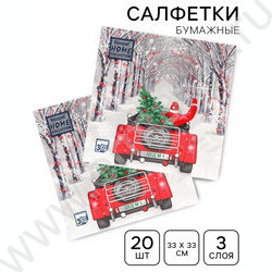 Салфетки 33*33 Дед Мороз в пути 3 слоя/20шт NEW | Фото 5