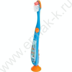 Зубная щетка на присоске для детей Синий трактор голубая NEW | Фото 1