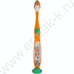 Зубная щетка на присоске для детей Синий тракор оранжевая NEW | Фото 1