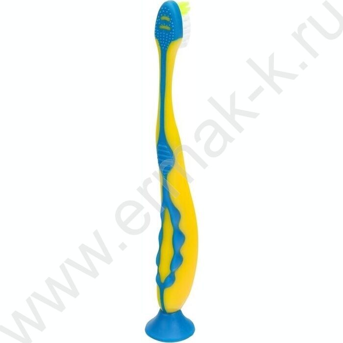 Зубная щетка на присоске для детей Синий тракор желтая | Фото 2