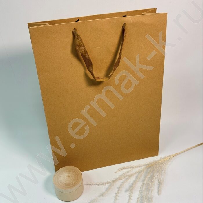 Пакет крафт 40*30*10см. /260гр., ручка-тесьма | Фото 3