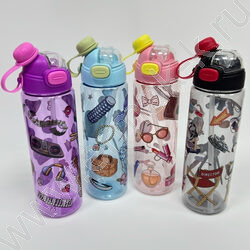 Бутылка для воды 800мл. с трубочкой /ассорти 4вида NEW | Фото 1