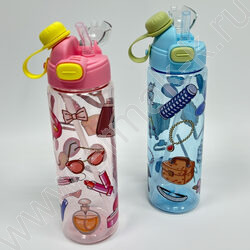 Бутылка для воды 800мл. с трубочкой /ассорти 4вида NEW | Фото 3