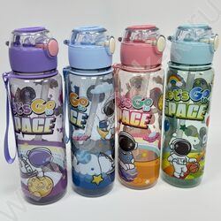 Бутылка для воды 700мл. с трубочкой /ассорти 4вида NEW | Фото 1