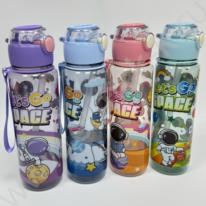 Бутылка для воды 700мл. с трубочкой /ассорти 4вида | Фото 1